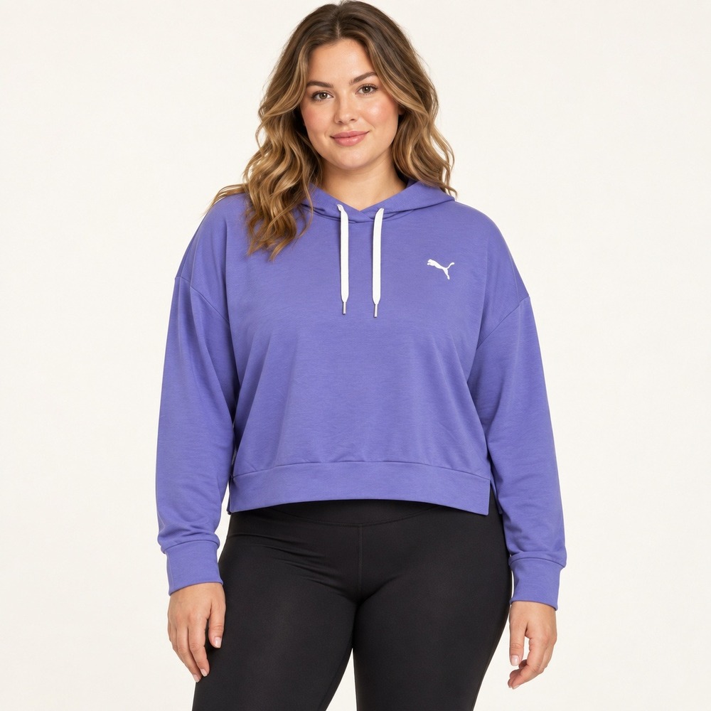 Puma Womens Purple Keeps You Dry Cropped Hoodie Sweatshirt 846115-14 Size L